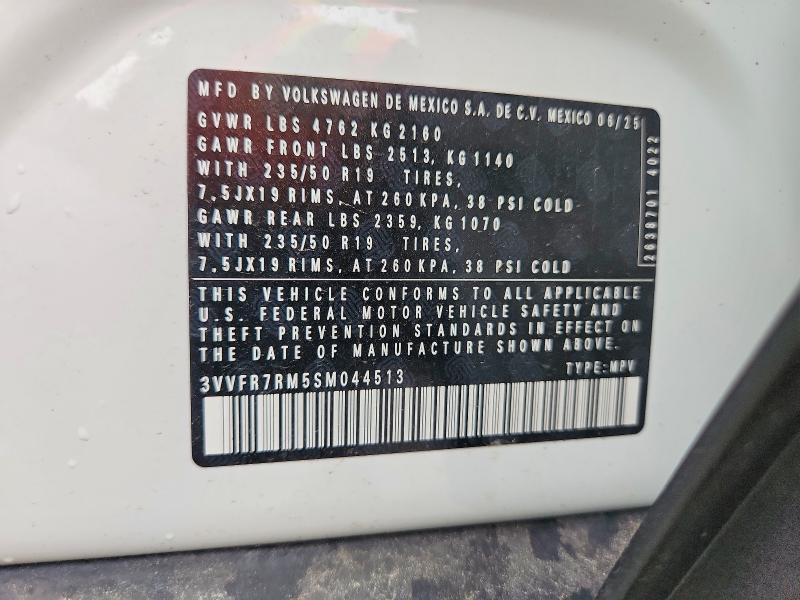 48520736 :رقم المزاد ، 3VVFR7RM5SM044513 vin ، 2025 Volkswagen Tiguan مزاد بيع
