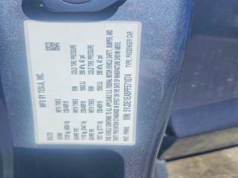 50084736 :رقم المزاد ، 5YJ3E1EA8PF571074 vin ، 2023 Tesla Model 3 مزاد بيع