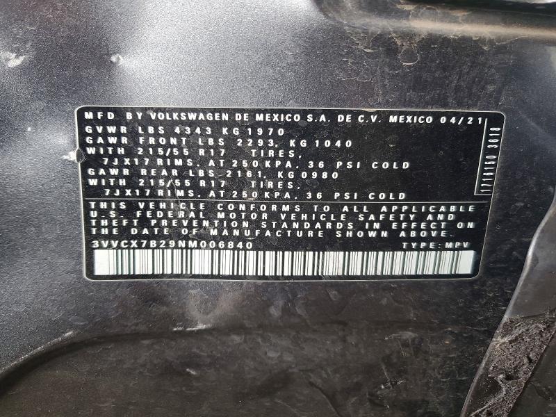 Aukcja sprzedaży 2022 Volkswagen Taos, vin: 3VVCX7B29NM006840, numer aukcji: 49036396