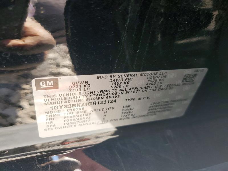 49898416 :رقم المزاد ، 1GYS3BKJ4GR123124 vin ، 2016 Cadillac Escalade مزاد بيع