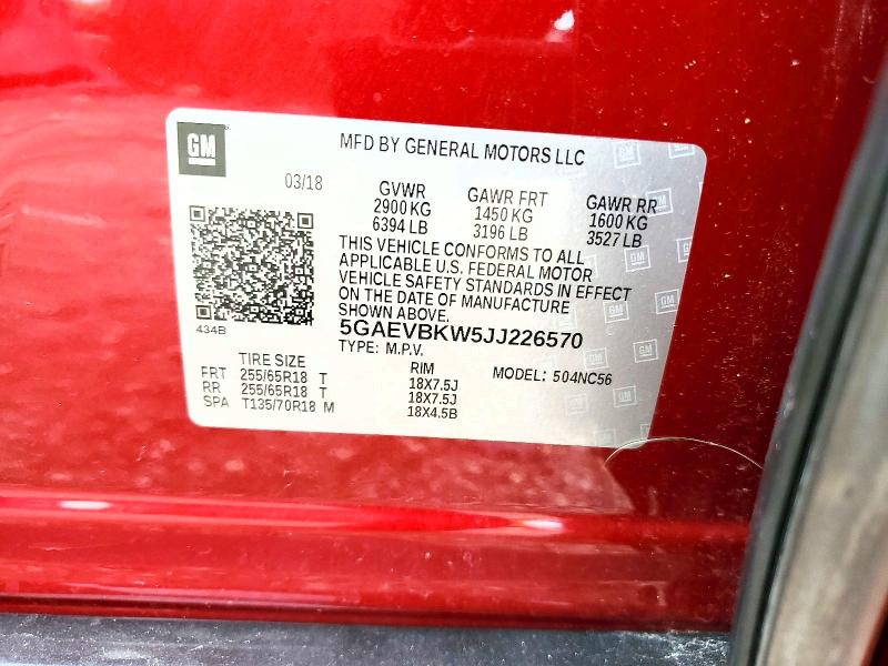 Aukcja sprzedaży 2018 Buick Enclave, vin: 5GAEVBKW5JJ226570, numer aukcji: 51482276