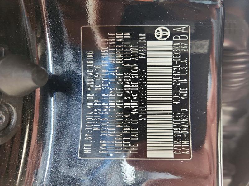 50594046 :رقم المزاد ، 5YFBURHE3GP524857 vin ، 2016 Toyota Corolla مزاد بيع