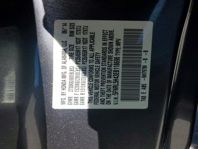 Продаж на аукціоні авто 2014 Honda Odyssey, vin: 5FNRL5H43EB118698, номер лоту: 49557726