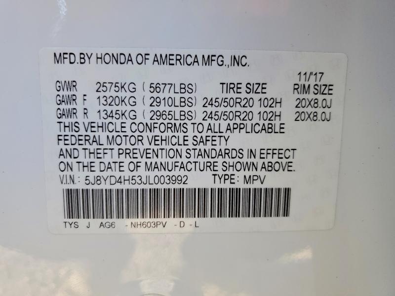 Продажа на аукционе авто 2018 Acura Mdx, vin: 5J8YD4H53JL003992, номер лота: 49297786