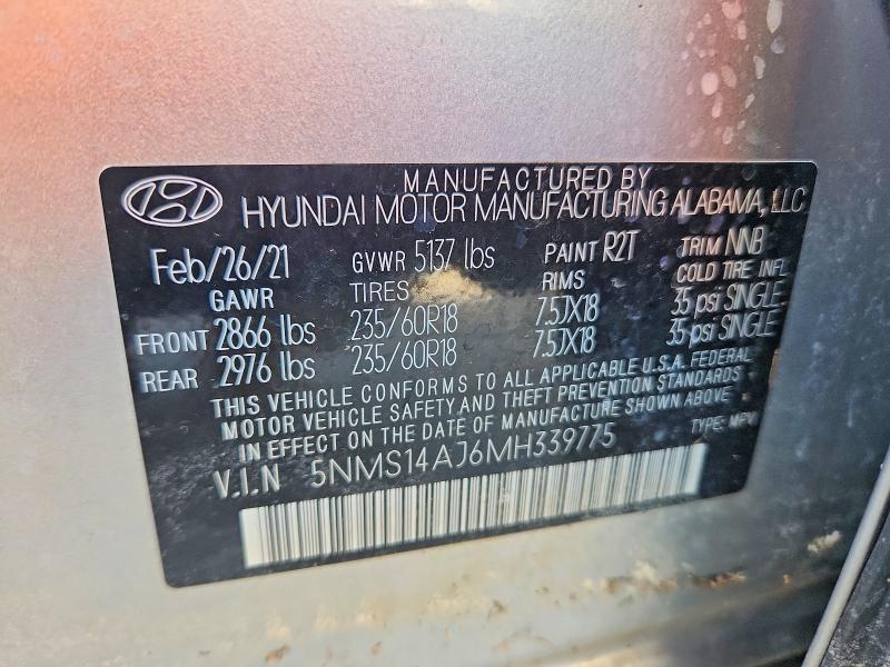 Продаж на аукціоні авто 2021 Hyundai Santa Fe, vin: 5NMS14AJ6MH339775, номер лоту: 50737996