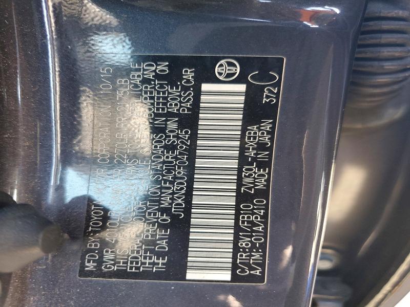 49163436 :رقم المزاد ، JTDKN3DU9F0479245 vin ، 2015 Toyota Prius مزاد بيع