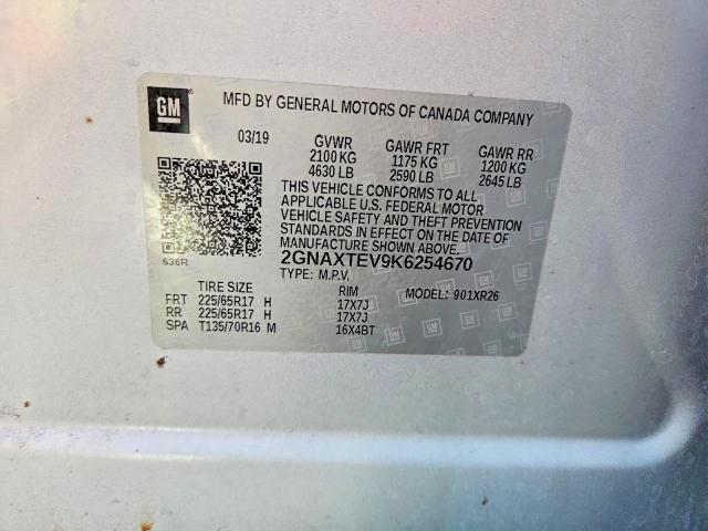 Aukcja sprzedaży 2019 Chevrolet Equinox 4d, vin: 2GNAXTEV9K6254670, numer aukcji: 48246796