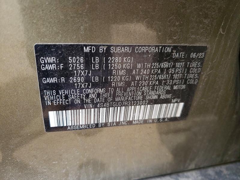 Aukcja sprzedaży 2024 Subaru Outback, vin: 4S4BTGUD7R3123002, numer aukcji: 51606686