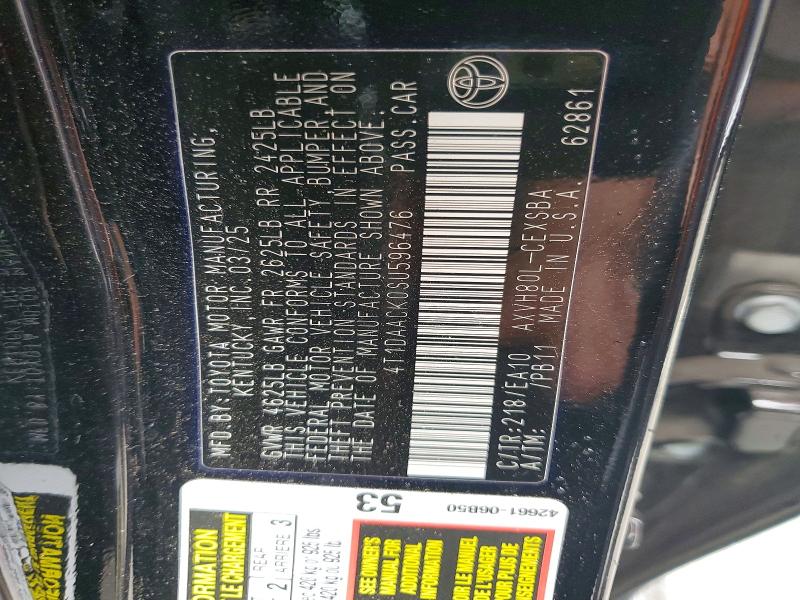 49559736 :رقم المزاد ، 4T1DAACK0SU596476 vin ، 2025 Toyota Camry مزاد بيع