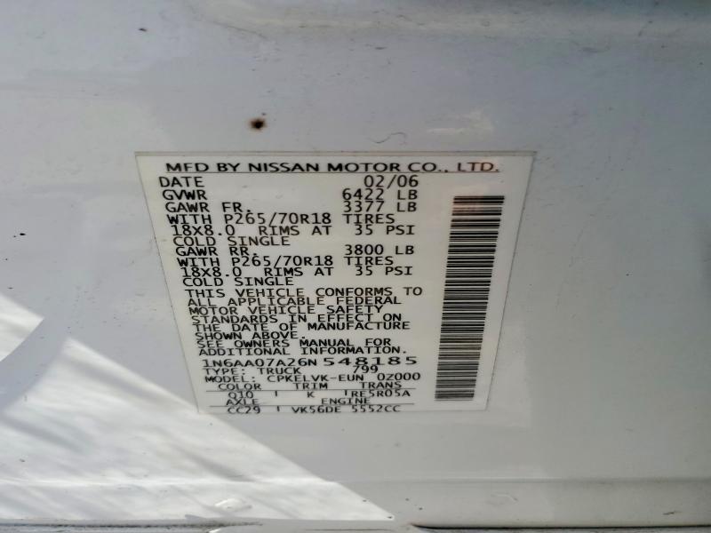 Продаж на аукціоні авто 2006 Nissan Titan, vin: 1N6AA07A26N548185, номер лоту: 49794976