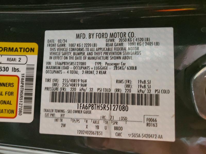 Aukcja sprzedaży 2024 Ford Mustang, vin: 1FA6P8TH5R5127080, numer aukcji: 50968496