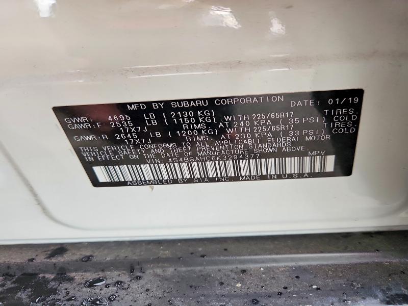 Продажа на аукционе авто 2019 Subaru Outback, vin: 4S4BSAHC6K3294377, номер лота: 49631126