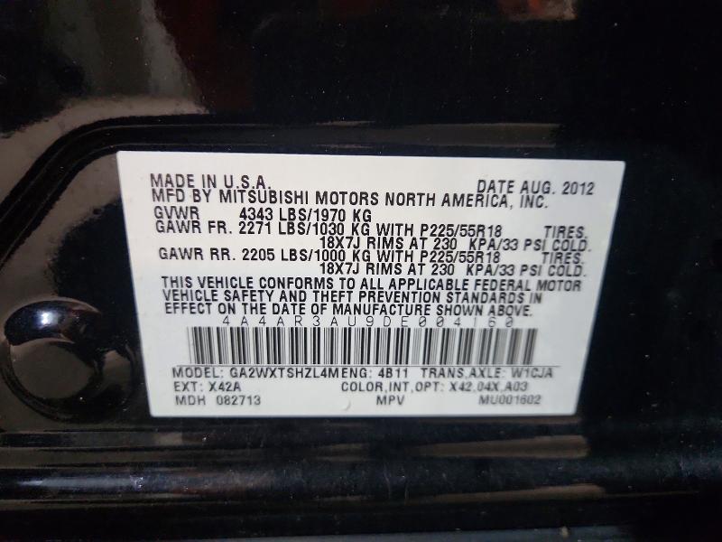 Aukcja sprzedaży 2013 Mitsubishi Outlander Sport, vin: 4A4AR3AU9DE004160, numer aukcji: 52052946