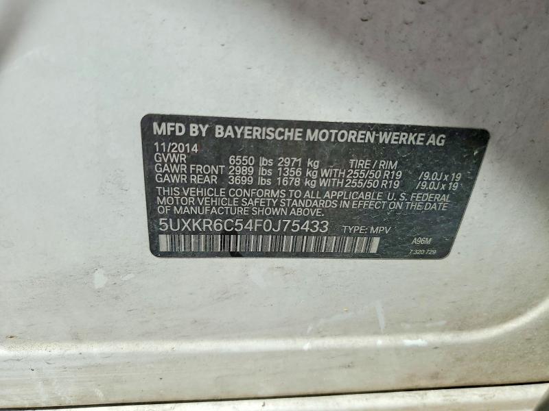 2015 Bmw X5 მანქანა იყიდება აუქციონზე, vin: 5UXKR6C54F0J75433, აუქციონის ნომერი: 50555056