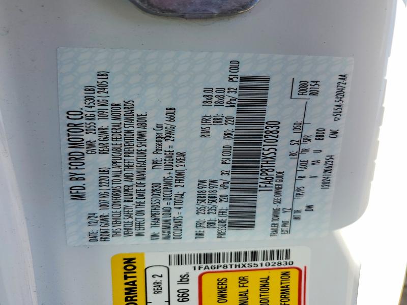 Продажа на аукционе авто 2025 Ford Mustang, vin: 1FA6P8THXS5102830, номер лота: 49322506