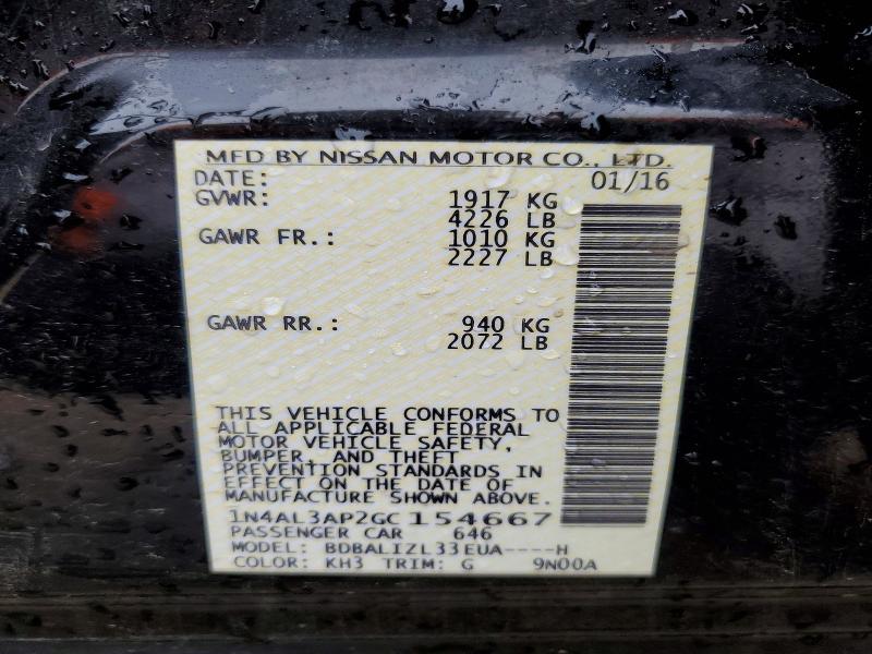 50631456 :رقم المزاد ، 1N4AL3AP2GC154667 vin ، 2016 Nissan Altima مزاد بيع