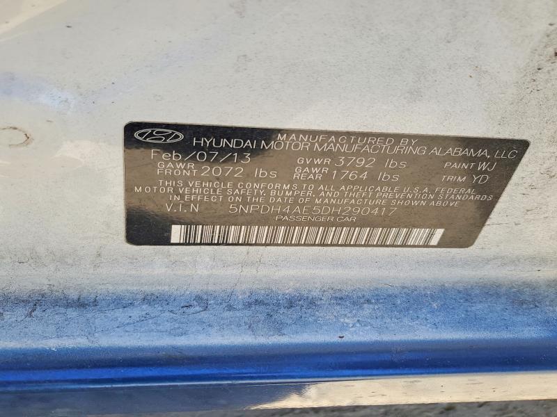 48925086 :رقم المزاد ، 5NPDH4AE5DH290417 vin ، 2013 Hyundai Elantra مزاد بيع