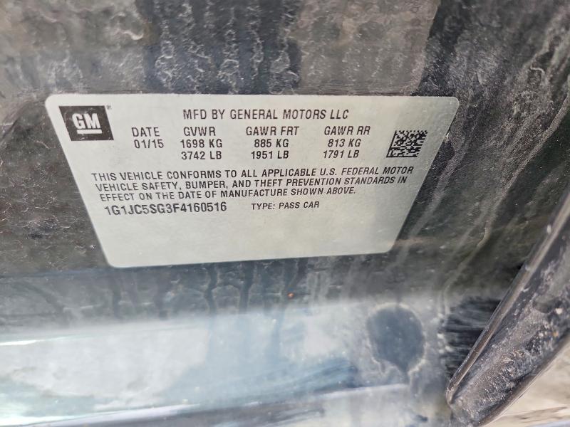 Auction sale of the 2015 Chevrolet Sonic, vin: 1G1JC5SG3F4160516, lot number: 51543776