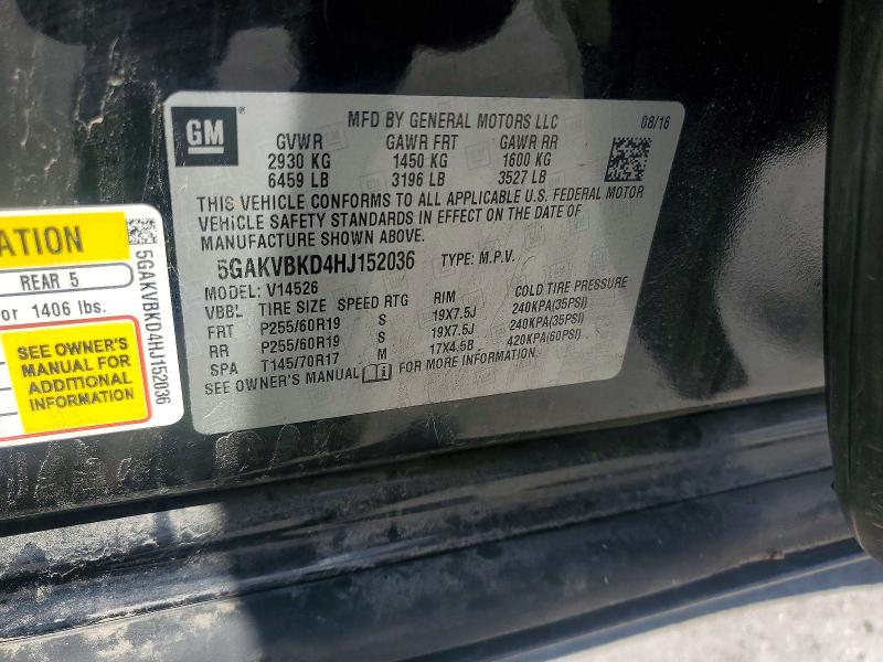 Aukcja sprzedaży 2017 Buick Enclave, vin: 5GAKVBKD4HJ152036, numer aukcji: 50965516