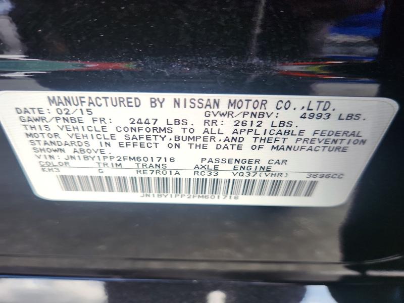 Продажа на аукционе авто 2015 Infiniti Q70l, vin: JN1BY1PP2FM601716, номер лота: 51184796