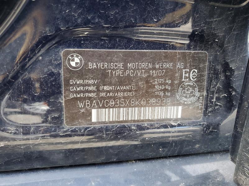 2008 Bmw 328 მანქანა იყიდება აუქციონზე, vin: WBAVC935X8K038938, აუქციონის ნომერი: 50815356