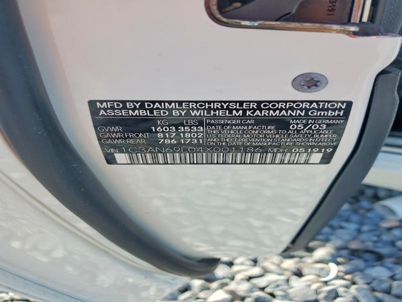Aukcja sprzedaży 2004 Chrysler Crossfire, vin: 1C3AN69L04X001186, numer aukcji: 48181556
