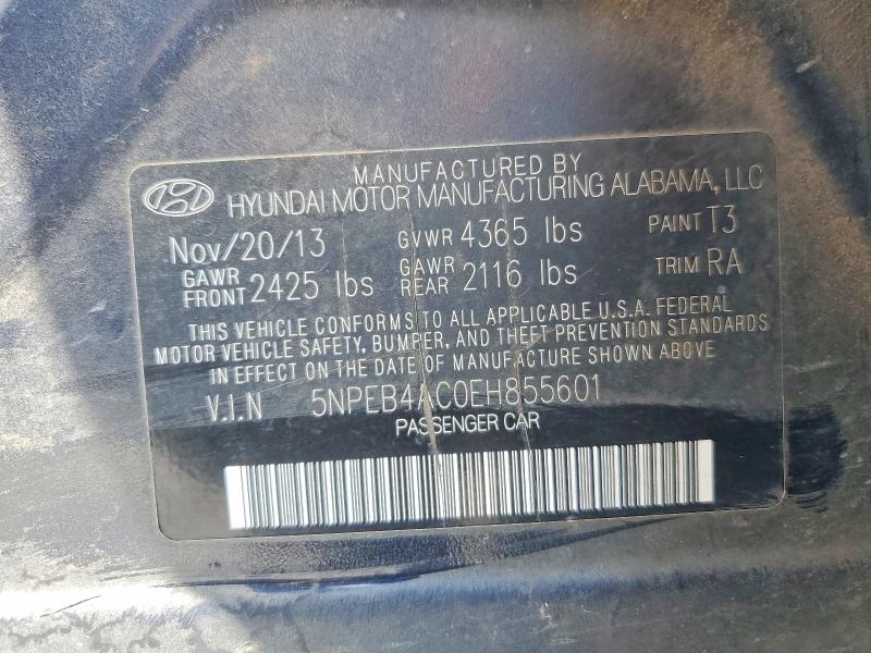 Aukcja sprzedaży 2014 Hyundai Sonata, vin: 5NPEB4AC0EH855601, numer aukcji: 50980096