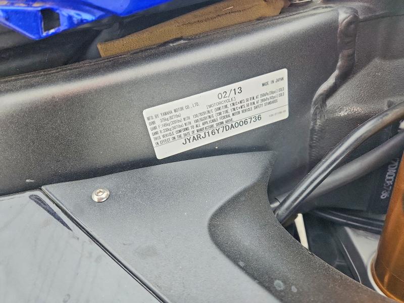 50795416 :رقم المزاد ، JYARJ16Y7DA006736 vin ، 2013 Yamaha Yzf-r6 مزاد بيع