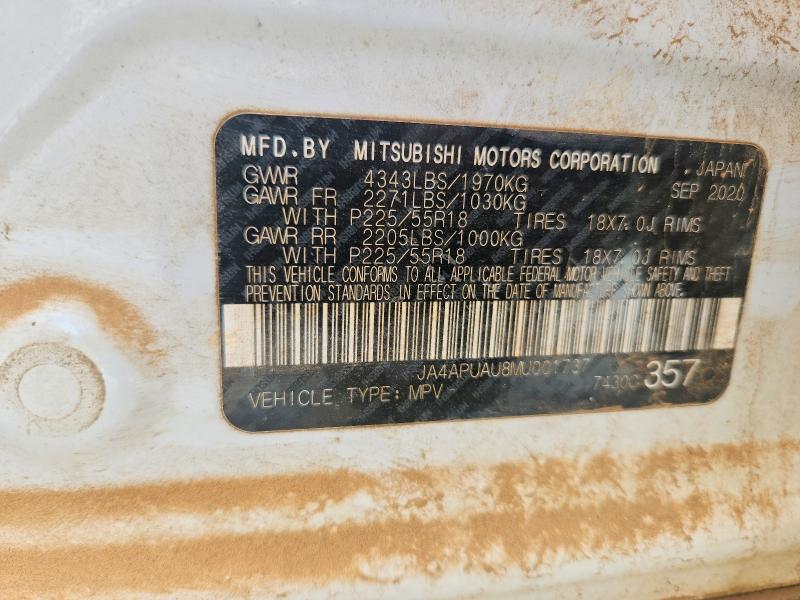2021 Mitsubishi Outlander Sport მანქანა იყიდება აუქციონზე, vin: JA4APUAU8MU001737, აუქციონის ნომერი: 48975136