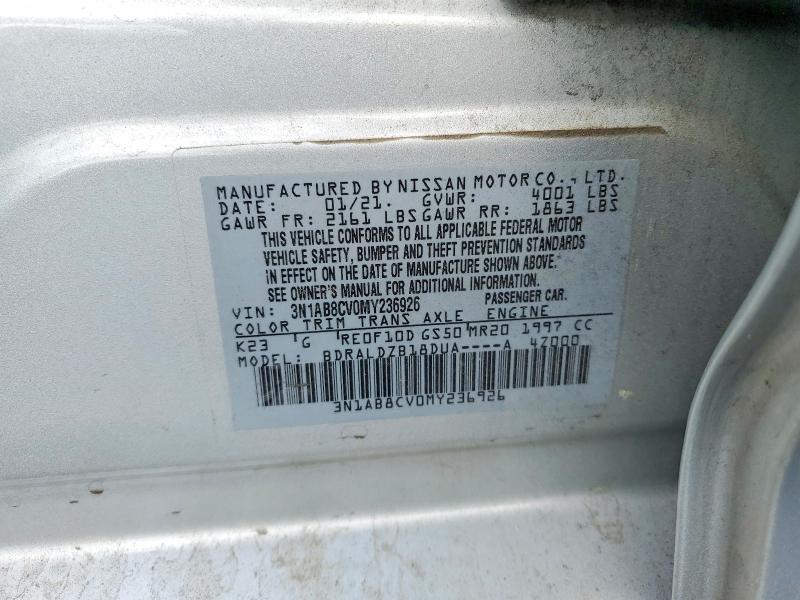 51430676 :رقم المزاد ، 3N1AB8CV0MY236926 vin ، 2021 Nissan Sentra مزاد بيع