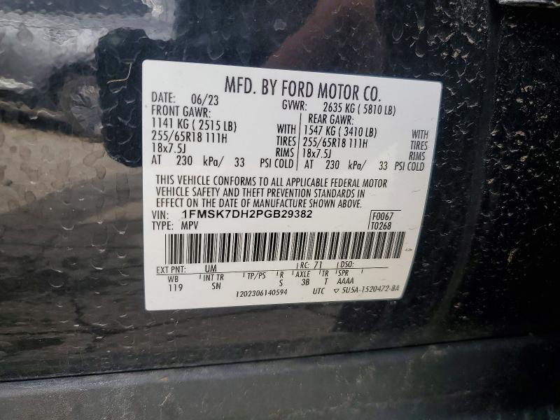 48349576 :رقم المزاد ، 1FMSK7DH2PGB29382 vin ، 2023 Ford Explorer مزاد بيع