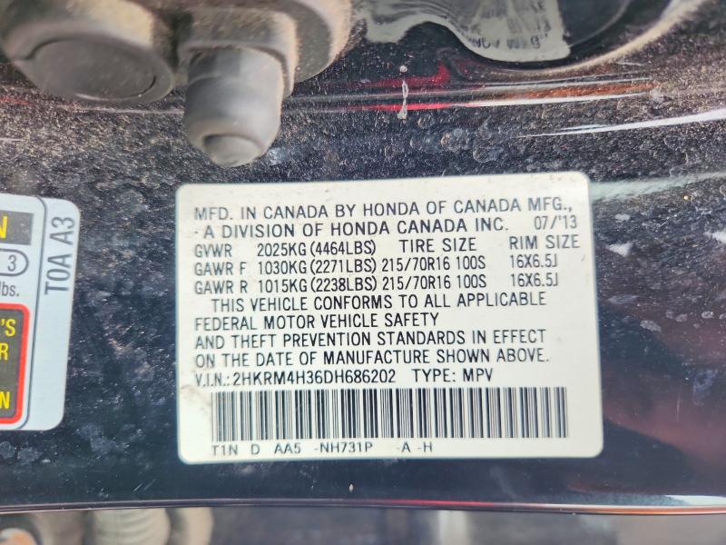 Продажа на аукционе авто 2013 Honda Cr-v, vin: 2HKRM4H36DH686202, номер лота: 50366176