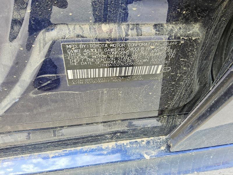 51366236 :رقم المزاد ، JTHBA1D27K5099248 vin ، 2019 Lexus Is مزاد بيع