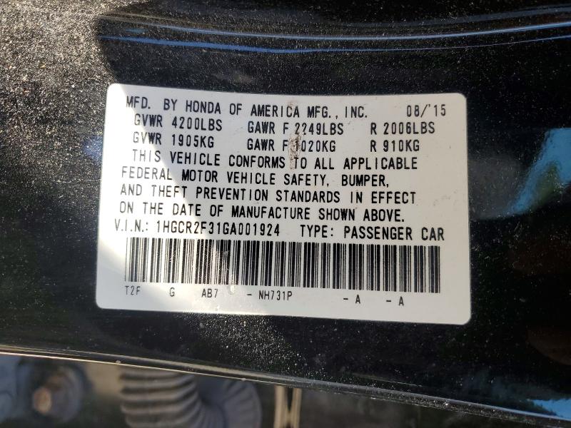 Aukcja sprzedaży 2016 Honda Accord, vin: 1HGCR2F31GA001924, numer aukcji: 50559816