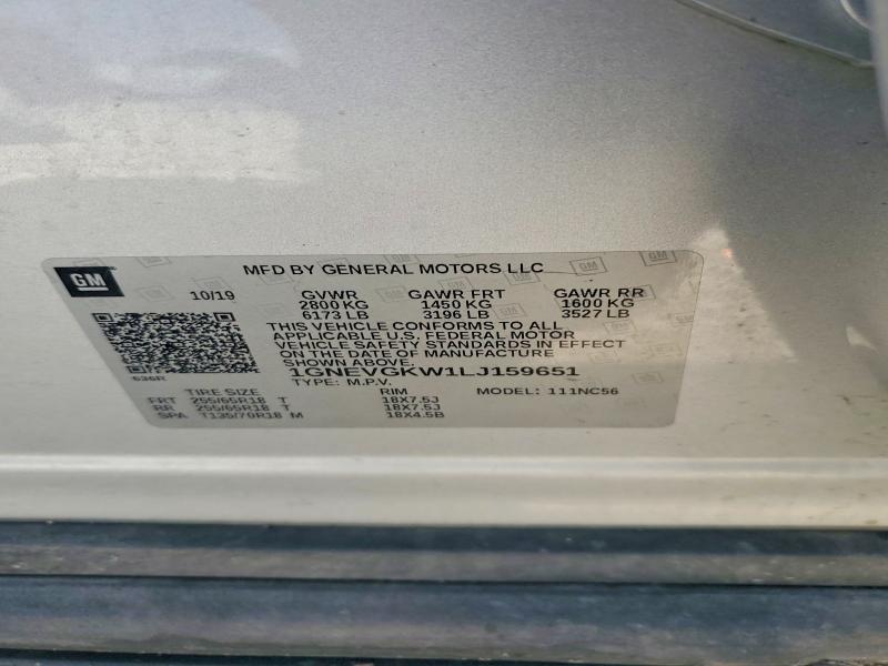 Aukcja sprzedaży 2020 Chevrolet Traverse, vin: 1GNEVGKW1LJ159651, numer aukcji: 50931596