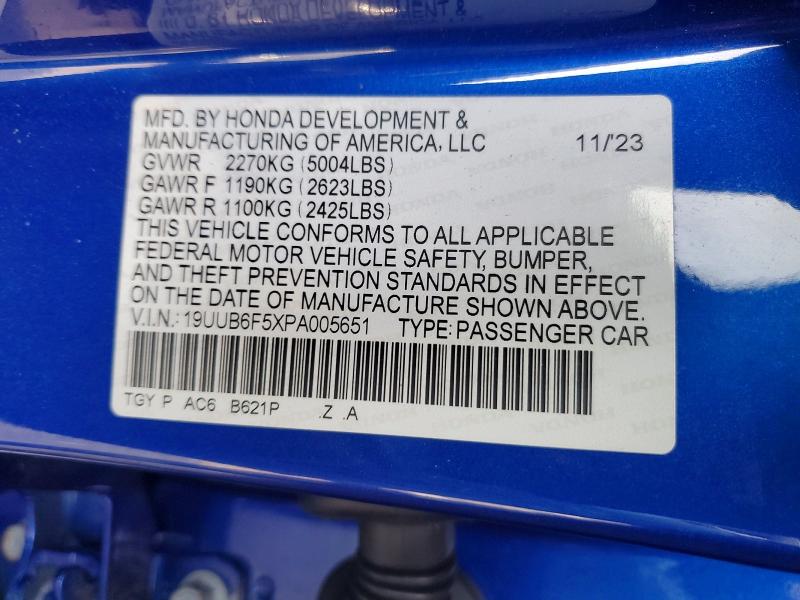 Aukcja sprzedaży 2023 Acura Tlx, vin: 19UUB6F5XPA005651, numer aukcji: 46765676