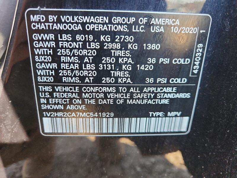 Aukcja sprzedaży 2021 Volkswagen Atlas, vin: 1V2HR2CA7MC541929, numer aukcji: 49280076
