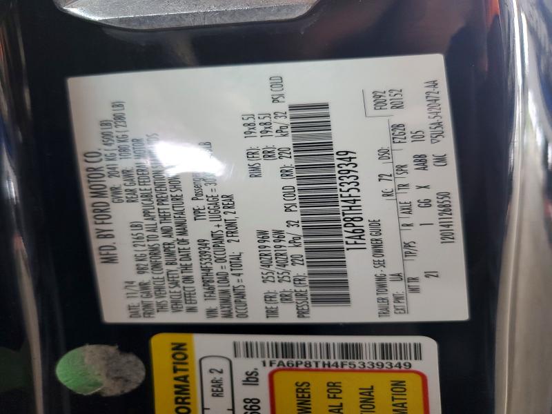 50824796 :رقم المزاد ، 1FA6P8TH4F5339349 vin ، 2015 Ford Mustang مزاد بيع