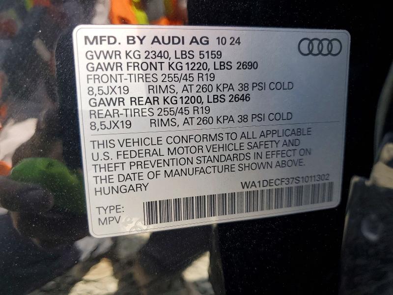 Aukcja sprzedaży 2025 Audi Q3, vin: WA1DECF37S1011302, numer aukcji: 48715096