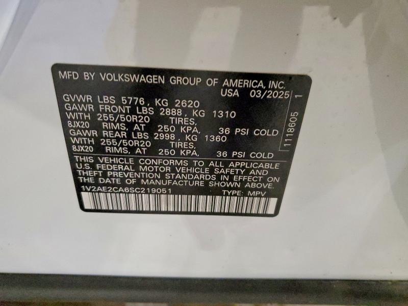 Продажа на аукционе авто 2025 Volkswagen Atlas Cross Sport, vin: 1V2AE2CA6SC219051, номер лота: 51164206