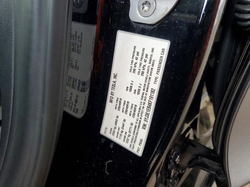 2019 Tesla Model 3 მანქანა იყიდება აუქციონზე, vin: 5YJ3E1EB4KF191182, აუქციონის ნომერი: 50784136