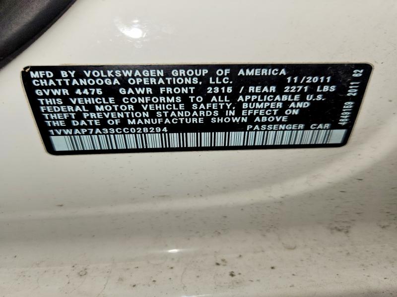 49339856 :رقم المزاد ، 1VWAP7A33CC028294 vin ، 2012 Volkswagen Passat مزاد بيع