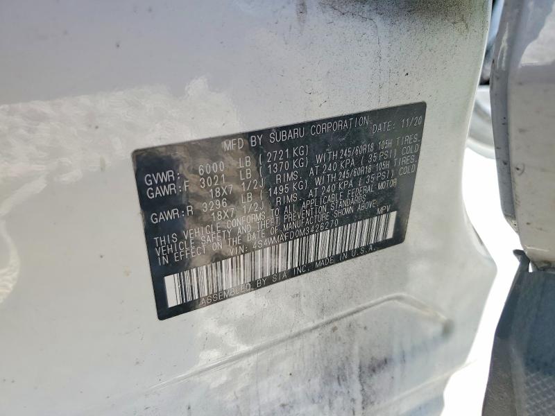 2021 Subaru Ascent მანქანა იყიდება აუქციონზე, vin: 4S4WMAFD0M3426270, აუქციონის ნომერი: 48982826
