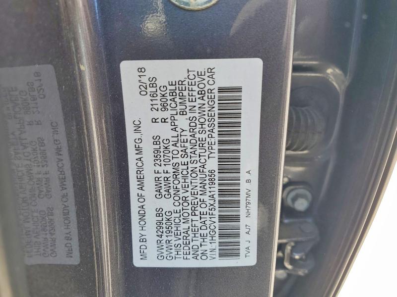 Продаж на аукціоні авто 2018 Honda Accord, vin: 1HGCV1F5XJA119856, номер лоту: 51173626