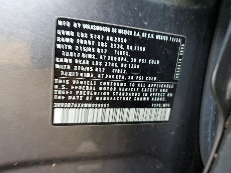 Aukcja sprzedaży 2021 Volkswagen Tiguan, vin: 3VV3B7AX8MM039001, numer aukcji: 51169996