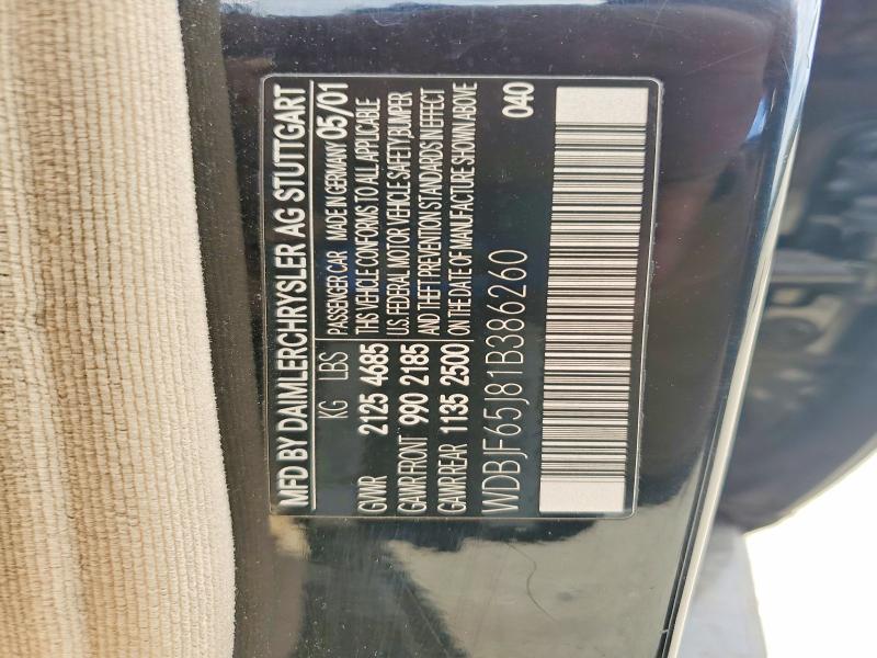 Продаж на аукціоні авто 2001 Mercedes-benz E, vin: WDBJF65J81B386260, номер лоту: 48790776