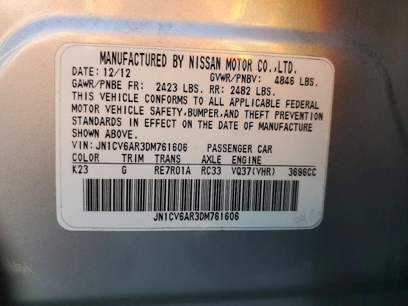 Продажа на аукционе авто 2013 Infiniti G37 Sedan, vin: JN1CV6AR3DM761606, номер лота: 51868096
