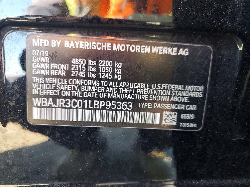 2020 Bmw 530 მანქანა იყიდება აუქციონზე, vin: WBAJR3C01LBP95363, აუქციონის ნომერი: 51858466