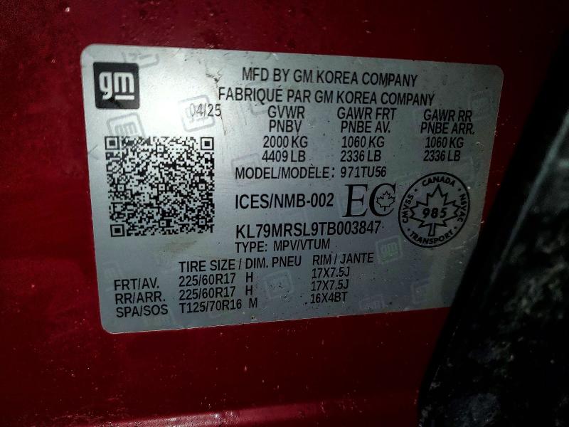 Aukcja sprzedaży 2026 Chevrolet Trailblazer, vin: KL79MRSL9TB003847, numer aukcji: 48794776