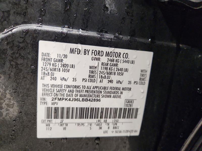 2020 Ford Edge მანქანა იყიდება აუქციონზე, vin: 2FMPK4J96LBB42896, აუქციონის ნომერი: 48160316